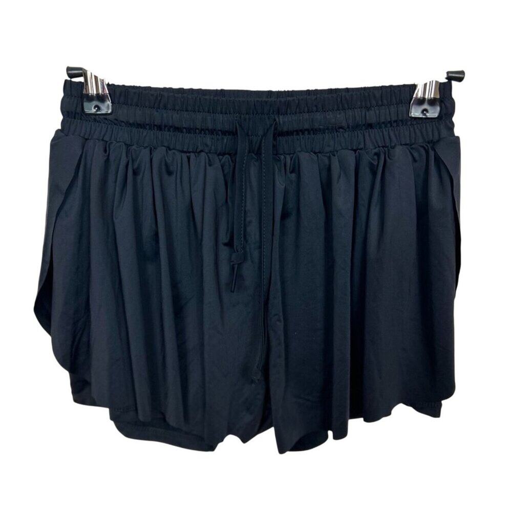 Black Elastic Waist Lightweight Girls Shorts L/12 By Letao Tao